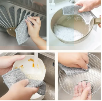 1/5/10 Pcs Wire Cloth For Dish Washing Kitchen Cleaning Cloth Non-Stick Oil Dish Clean Towel Washing Rags Household Cleaning Accessories Wire Clothes Non Scratch Dish Wash Cloths Wire Dish Cloth For Kitchen Utensil Cleaner Scrub Scrubber For Kitchen