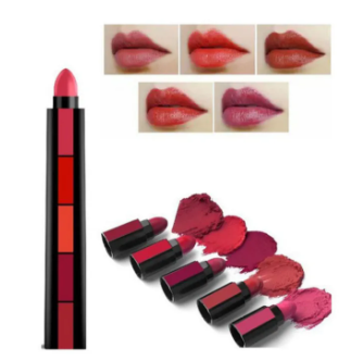 5 in 1 Lipstick Matte lipsticks Waterproof | Long Lasting |Lipstick Long lasting Random Shades Lipsticks 3.5g